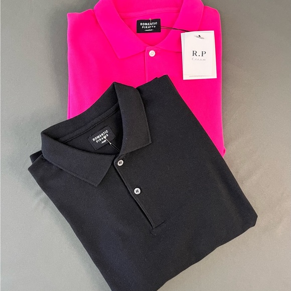 Men’s long sleeves polo style shirt. Cotton Black. Korean brand Romantic Pirates - Picture 4 of 8